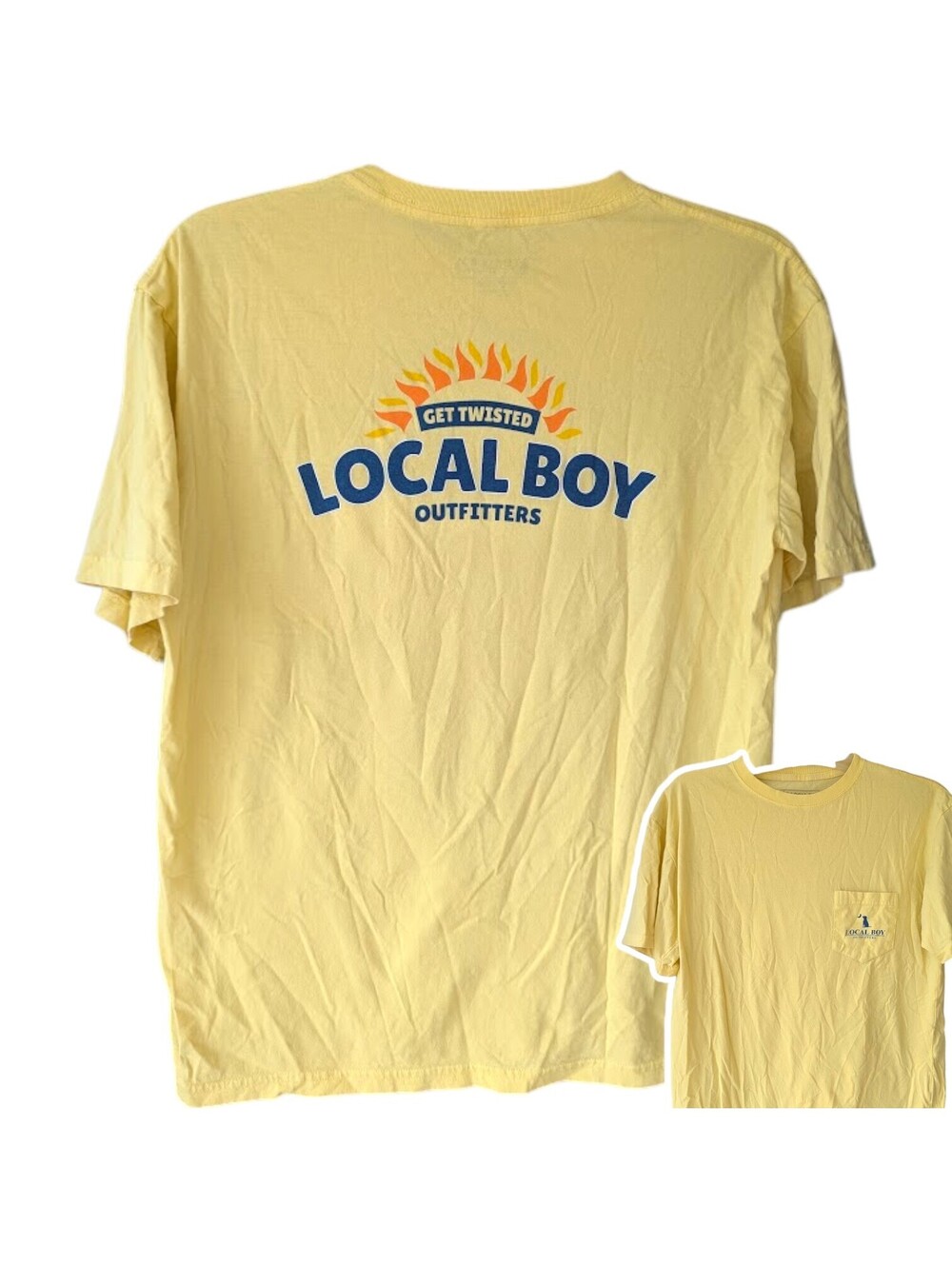 Local Boy Outfitters Graphic Pocket T-Shirt Mens M Yellow Get Twisted 22x27